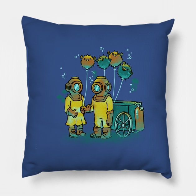 the Balloon fish vendor Pillow by jonah block