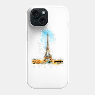 Paris Eiffel tower watercolor painting Phone Case