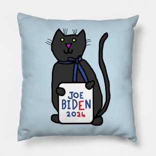 Cute Cat with Joe Biden 2024 Sign Pillow