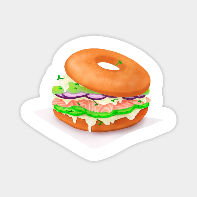 Salmon bagel sticker Magnet by Amalus-files