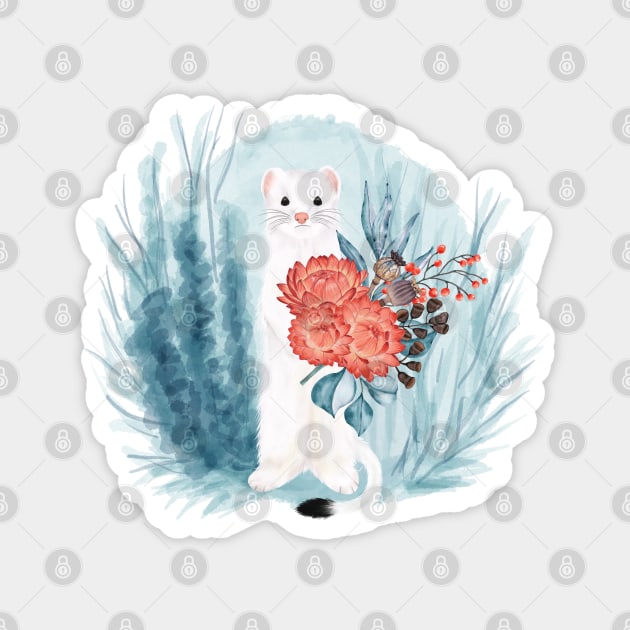 Spirit Animal White Weasel Magnet by Lucia