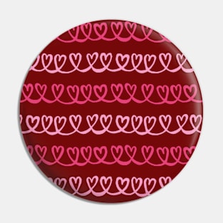 Valentine hearts stripe - hand drawn red heart stripes, cute heart pattern design Pin