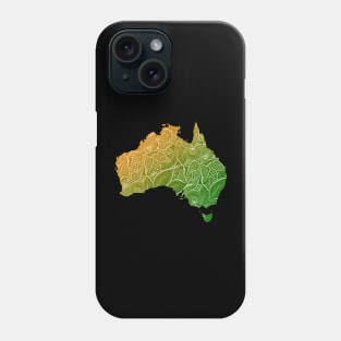 Colorful mandala art map of Australia with text in green and orange Phone Case