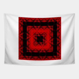 intense red square format design on a black background Tapestry
