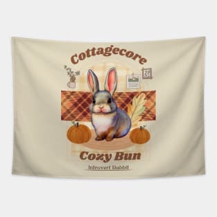 Cozy Vibes Cottagecore Mini Rex Rabbit Introverted Bun in Fall Autumn Season Tapestry