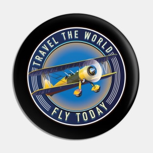 Fly today Travel the world logo Pin