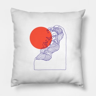 Summer sunset and ocean wave Pillow