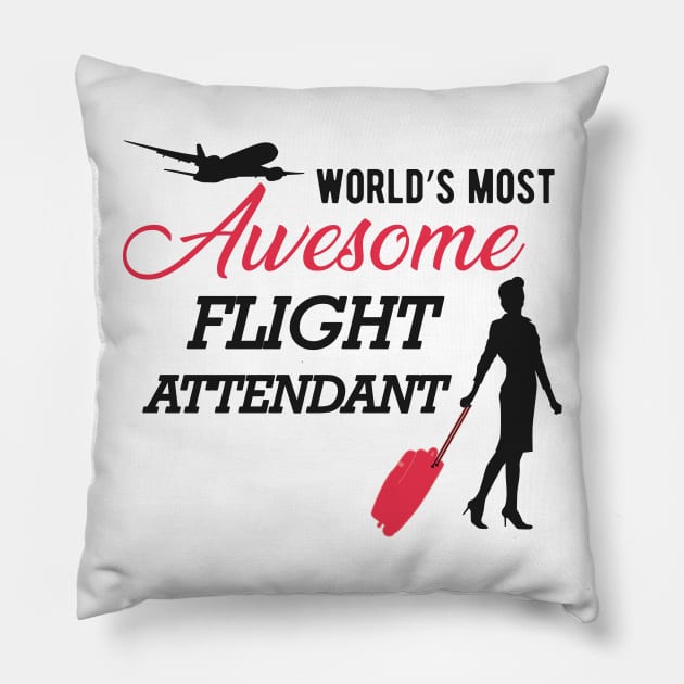 Flight Attendant - World's most awesome flight attendant Pillow by KC Happy Shop