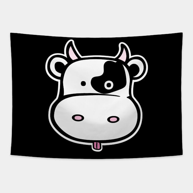 Cute Cow Head Tapestry by YasudaArt