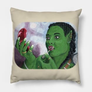 Woman Orc Applying Warpaint Pillow