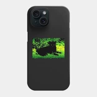 Black cat in the ferns Phone Case