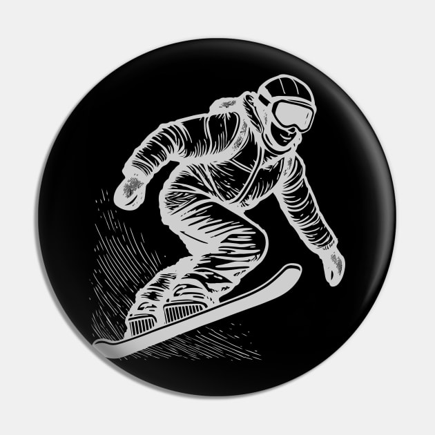 Hand Drawn Snowboarding Pin by raventink