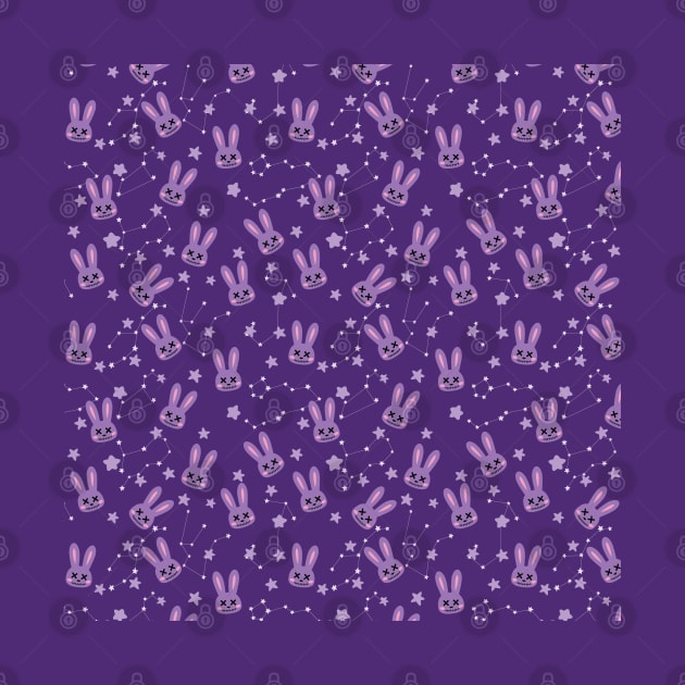 Pastel goth purple zombie bunny pattern by UniFox