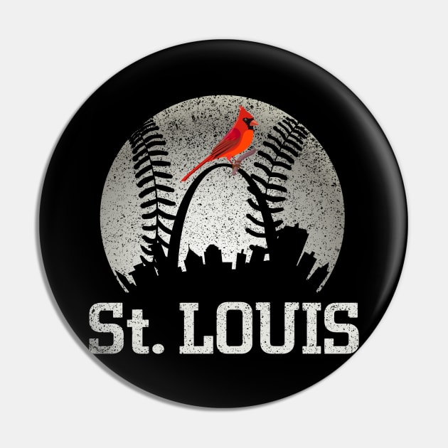 Vintage St Louis City Skyline Baseball At Gameday Pin by cytoplastmaximume