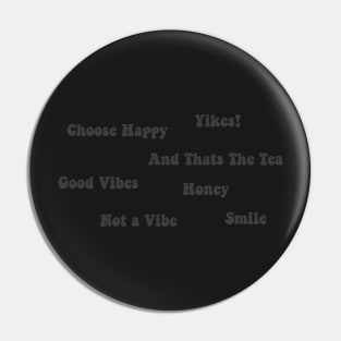 Black VSCO Word Sticker Pack Pin