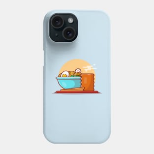 Ramen Bowl Noodle with Egg Boiled Cartoon Vector Icon Illustration Phone Case