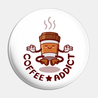 Coffee cup cartoon character, Coffee addict. Pin