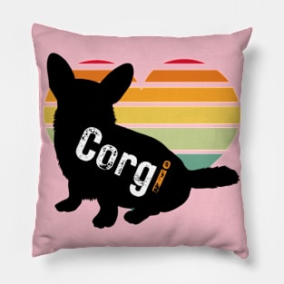 Corgi With Retro Sunset #3 Pillow