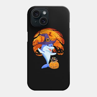 Dolphin pumpkin witch Phone Case