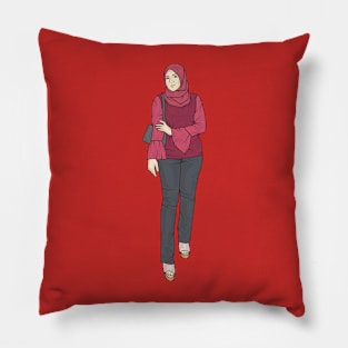 Maroon and Jeans Pillow