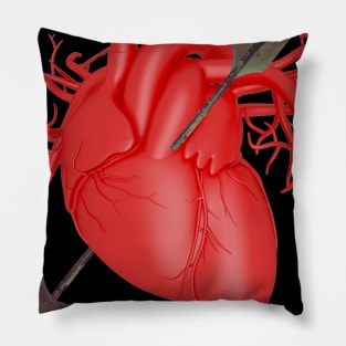 Anatomical Heart and Bloody Arrow, Valentine's Day Pillow