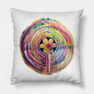 Watercolor Painted Labyrinth Pillow