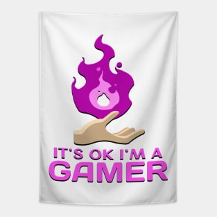 Its Ok Im A Gamer Pink Tapestry