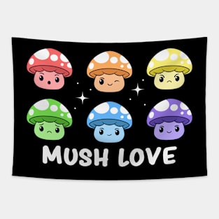 Gay Pride Flag Rainbow Cute Mushroom Lgbt Fungi Tapestry