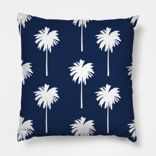 Tropical Palm Tree Dark Blue Pillow