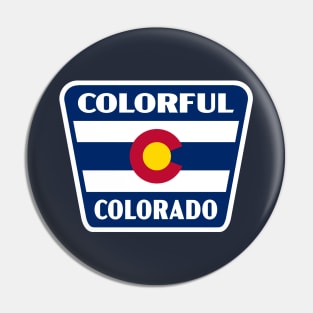 Colorful Colorado Retro Flag Badge (Blue) Pin