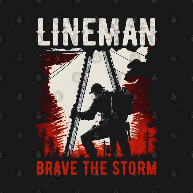 Lineman brave the storm. by T-shirt US