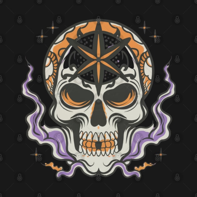 Spooky Star Sign Skull Tattoo by Goku Creations