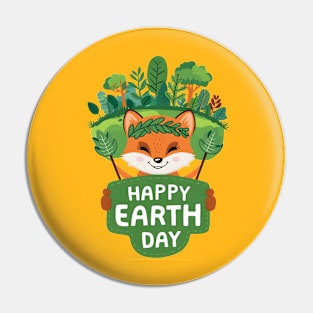 Happy earth day cute fox Pin