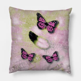 The Concept of Time, Butterflies and Birds Pillow