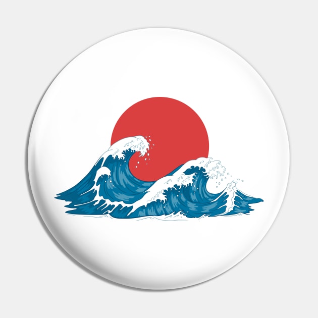 The Great Wave off Kanagawa - Japan Illustration Pin by Mandra