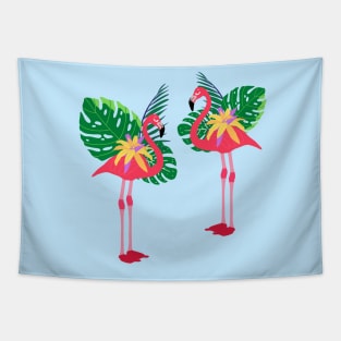 Flamingos In Love - Aesthetic Flamingo Design Tapestry