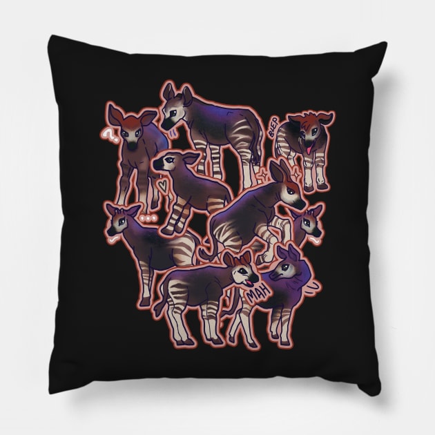 Okapi bundle sticker Pillow by KO-of-the-self