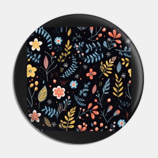 Ojibwe Floral Pattern | Native American Floral Design Black Pin