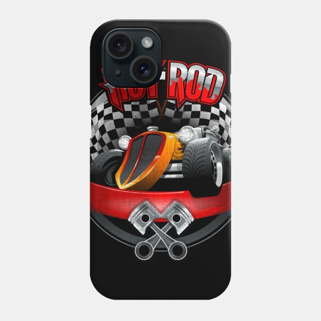 Hot Rod with worn texture Phone Case by The Lucid Frog