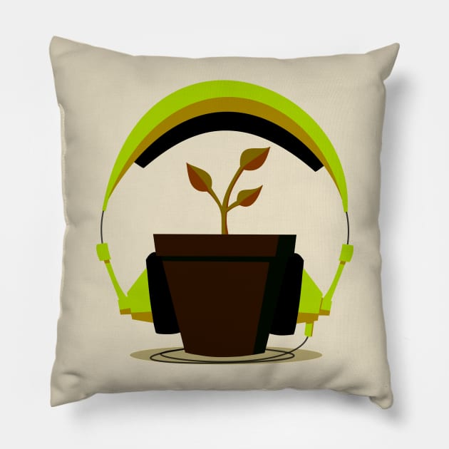 Plants need music too Pillow by reptilefingers