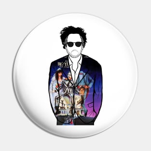 Tim Burton (Beetlejuice) Portrait Pin