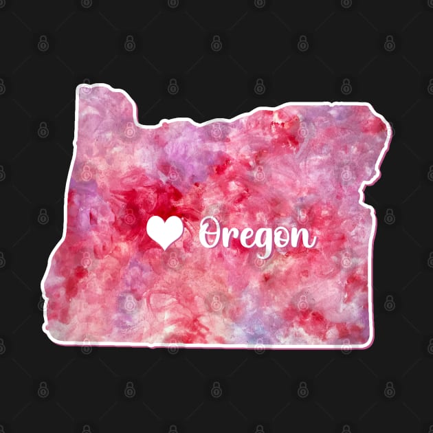 Oregon state map USA heart watercolor pink watercolour by WatercolorFun