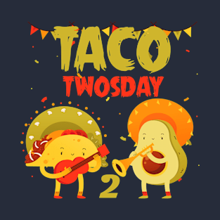 Tacos Cactus Taco Twosday 2 Birthday Gift T-Shirt T-Shirt