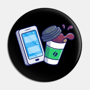 Hand Phone and coffee Pin