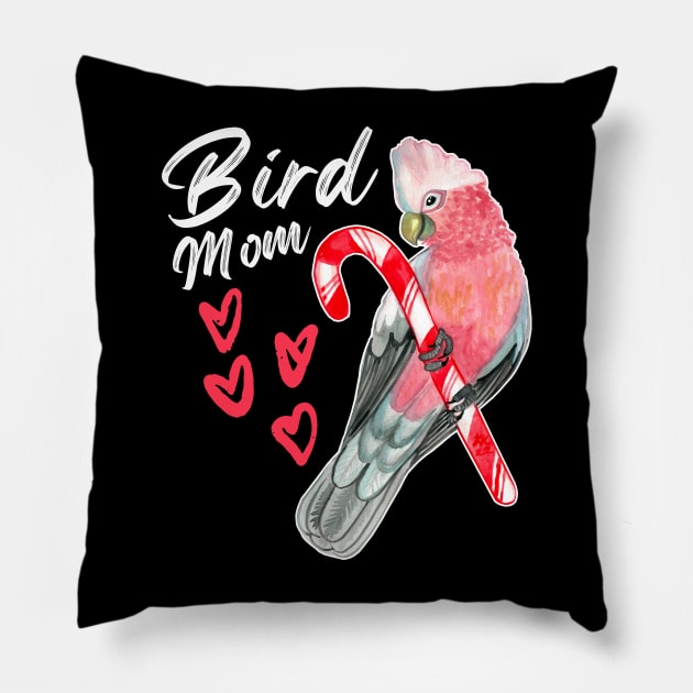 Parrot Bird Mom - Galah Cockatoo Watercolor Pillow by IvyLilyArt