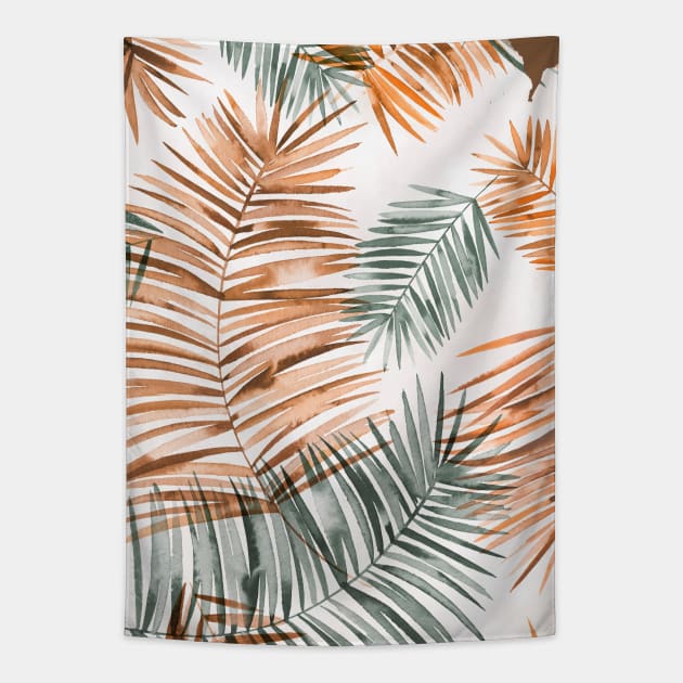 Palms branches Orange green Tapestry by ninoladesign