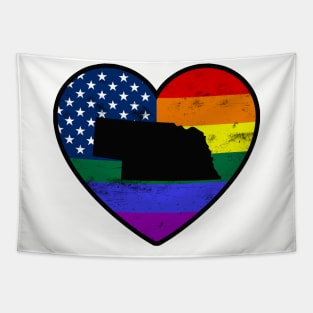 Nebraska United States Gay Pride Flag Heart Tapestry