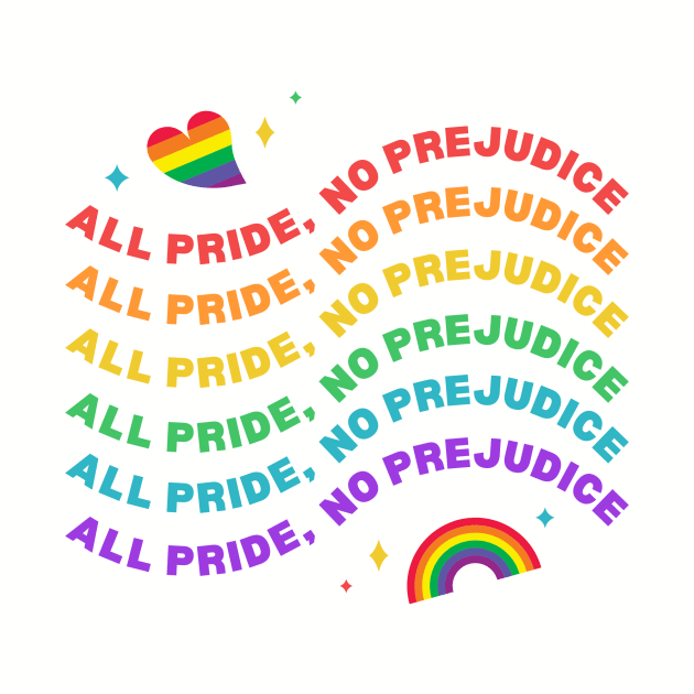 Pride Shirt "All Pride, No Prejudice" Tee, Colorful Rainbow Graphic, Perfect for Pride Month, Gift for LGBTQ Friends by TeeGeek Boutique