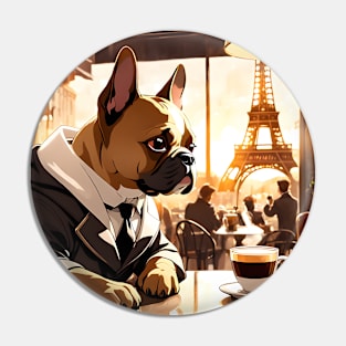 French Bulldog Having his coffee Pin