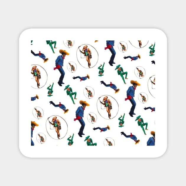 Dancing Cowboys Charros Folklorico Dancer Pattern Magnet by Florentino